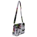 Purple Mallow Flower Shoulder Bag with Back Zipper