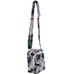 Purple Mallow Flower Shoulder Strap Belt Bag