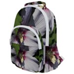 Purple Mallow Flower Rounded Multi Pocket Backpack