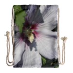 Purple Mallow Flower Drawstring Bag (Large)