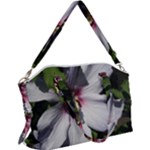 Purple Mallow Flower Canvas Crossbody Bag