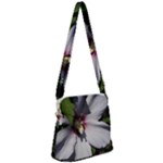 Purple Mallow Flower Zipper Messenger Bag