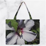 Purple Mallow Flower Zipper Medium Tote Bag