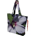 Purple Mallow Flower Drawstring Tote Bag