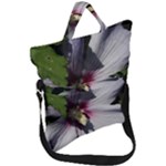 Purple Mallow Flower Fold Over Handle Tote Bag