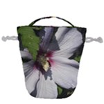 Purple Mallow Flower Drawstring Bucket Bag