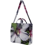 Purple Mallow Flower Square Shoulder Tote Bag