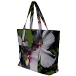 Purple Mallow Flower Zip Up Canvas Bag