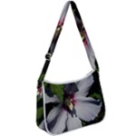 Purple Mallow Flower Zip Up Shoulder Bag