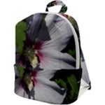 Purple Mallow Flower Zip Up Backpack