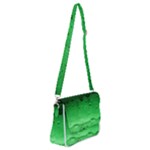 Green Water Droplets Shoulder Bag with Back Zipper