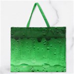 Green Water Droplets Zipper Large Tote Bag