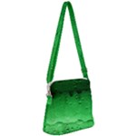 Green Water Droplets Zipper Messenger Bag