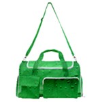 Green Water Droplets Sports Gym Duffle Bag with Shoe Compartment