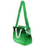 Green Water Droplets Rope Handles Shoulder Strap Bag