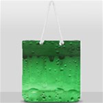 Green Water Droplets Full Print Rope Handle Tote (Large)