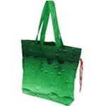 Green Water Droplets Drawstring Tote Bag