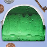 Green Water Droplets Horseshoe Style Canvas Pouch