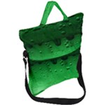 Green Water Droplets Fold Over Handle Tote Bag