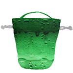 Green Water Droplets Drawstring Bucket Bag