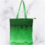 Green Water Droplets Double Zip Up Tote Bag