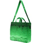 Green Water Droplets Square Shoulder Tote Bag