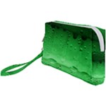 Green Water Droplets Wristlet Pouch Bag (Small)