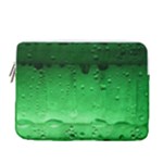 Green Water Droplets 13  Vertical Laptop Sleeve Case With Pocket