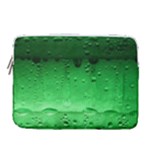 Green Water Droplets 14  Vertical Laptop Sleeve Case With Pocket