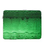 Green Water Droplets 15  Vertical Laptop Sleeve Case With Pocket