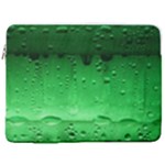 Green Water Droplets 17  Vertical Laptop Sleeve Case With Pocket