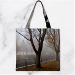 Grey Tree in Fog Zipper Grocery Tote Bag