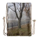 Grey Tree in Fog Drawstring Bag (Large)