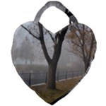 Grey Tree in Fog Giant Heart Shaped Tote