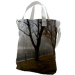 Grey Tree in Fog Canvas Messenger Bag