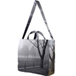 Grey Tree in Fog Square Shoulder Tote Bag