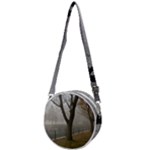 Grey Tree in Fog Crossbody Circle Bag