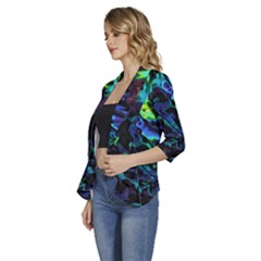 Women s 3/4 Sleeve Ruffle Edge Open Front Jacket 