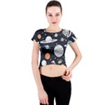 Space Galaxy Universe Stars Sky Crew Neck Crop Top