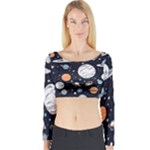 Space Galaxy Universe Stars Sky Long Sleeve Crop Top