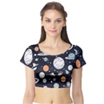 Space Galaxy Universe Stars Sky Short Sleeve Crop Top