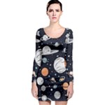 Space Galaxy Universe Stars Sky Long Sleeve Bodycon Dress