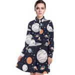 Space Galaxy Universe Stars Sky Long Sleeve Chiffon Shirt Dress