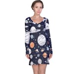 Space Galaxy Universe Stars Sky Long Sleeve Nightdress