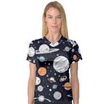 Space Galaxy Universe Stars Sky V-Neck Sport Mesh T-Shirt