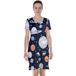 Space Galaxy Universe Stars Sky Short Sleeve Nightdress