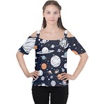 Space Galaxy Universe Stars Sky Cutout Shoulder T-Shirt