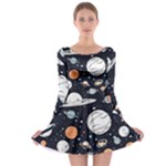 Space Galaxy Universe Stars Sky Long Sleeve Skater Dress