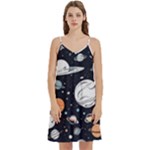 Space Galaxy Universe Stars Sky Mini Camis Dress With Pockets