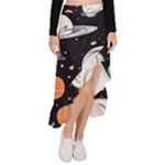 Space Galaxy Universe Stars Sky Asymmetrical Ruffle Hem Skirt 